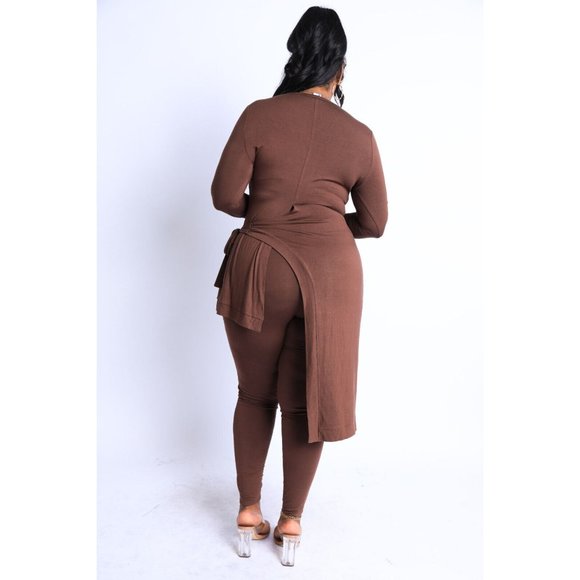 Women's Casual Unbalance Top And Matching Leggings Sets Plus Size Curvy 1X 2X 3X - Picture 12 of 14